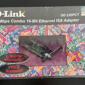 D-Link DE-220PCT 10Mbps Combo 16-Bit Ethernet ISA Adapter-New Old Stock